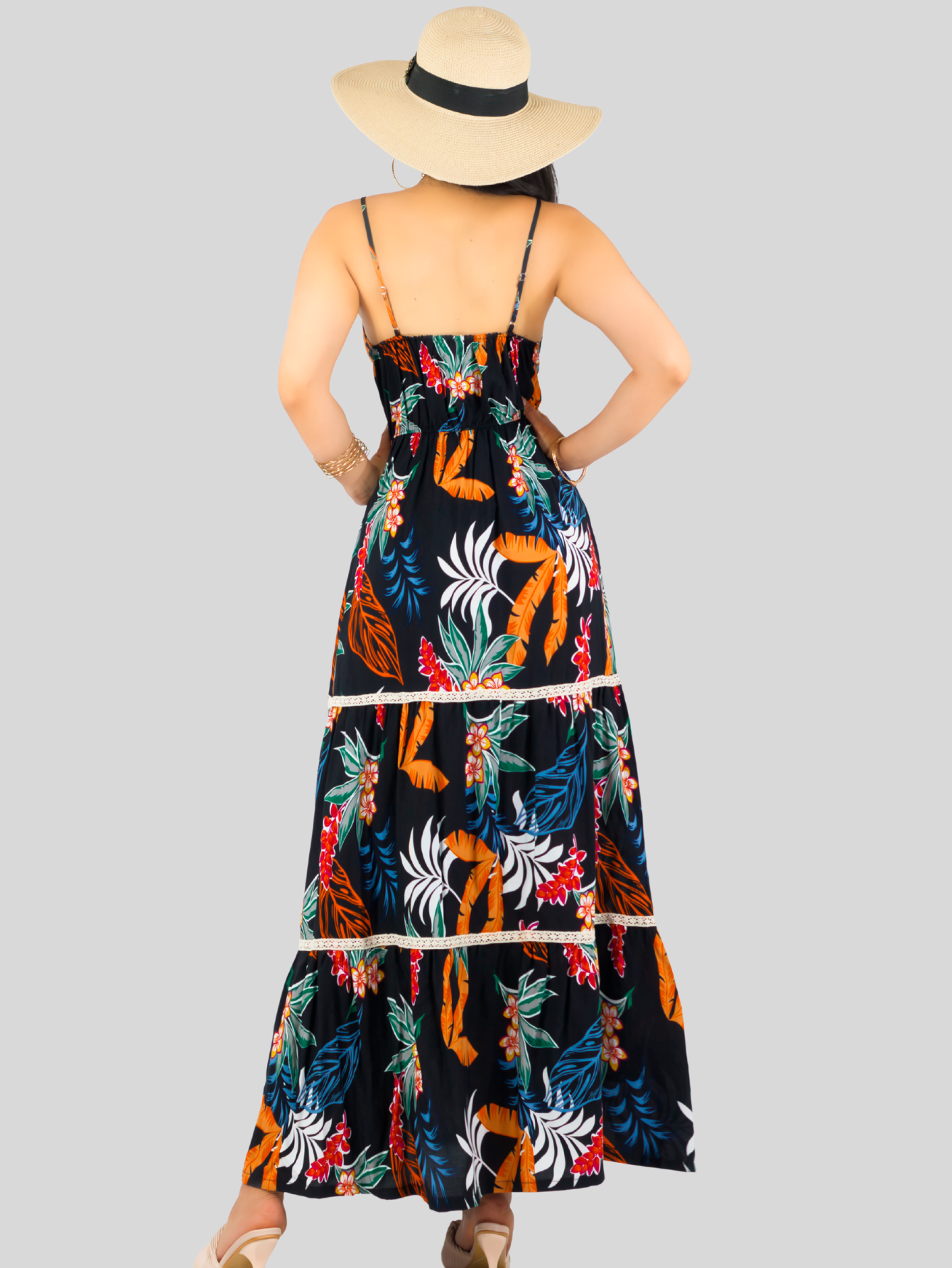 Foto 4 pulgar | Vestido Maxi Casual Mujer Largo Ves-1017 Negro Cómodo De Tirantes
