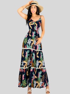 Foto 4 | Vestido Maxi Casual Mujer Largo Ves-1017 Marino Cómodo De Tirantes