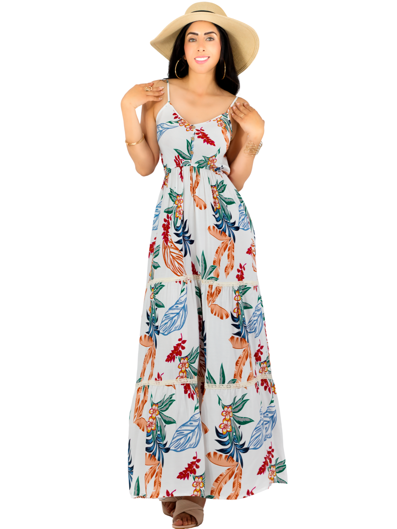 Vestido Maxi Casual Mujer Largo Ves-1017 Blanco Cómodo De Tirantes