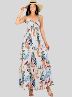 Foto 2 | Vestido Maxi Casual Mujer Largo Ves-1017 Blanco Cómodo De Tirantes