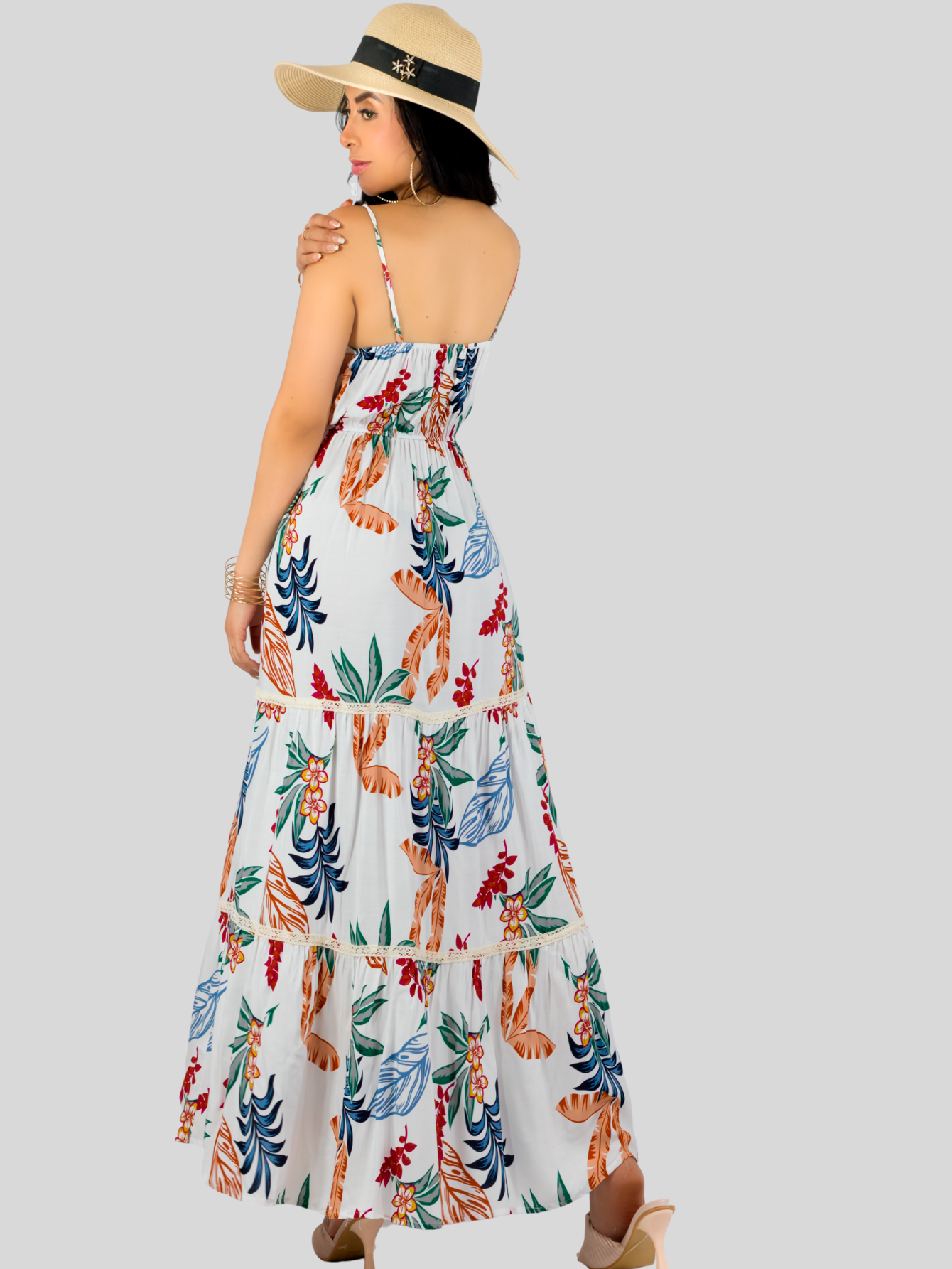 Foto 4 pulgar | Vestido Maxi Casual Mujer Largo Ves-1017 Blanco Cómodo De Tirantes