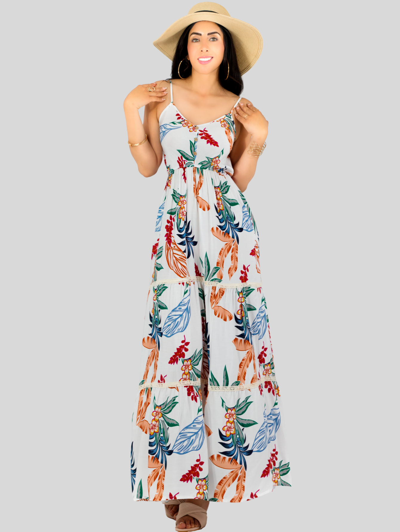 Foto 5 pulgar | Vestido Maxi Casual Mujer Largo Ves-1017 Blanco Cómodo De Tirantes