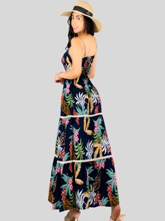 Foto 3 | Vestido Maxi Casual Mujer Largo Ves-1017 Marino Cómodo De Tirantes