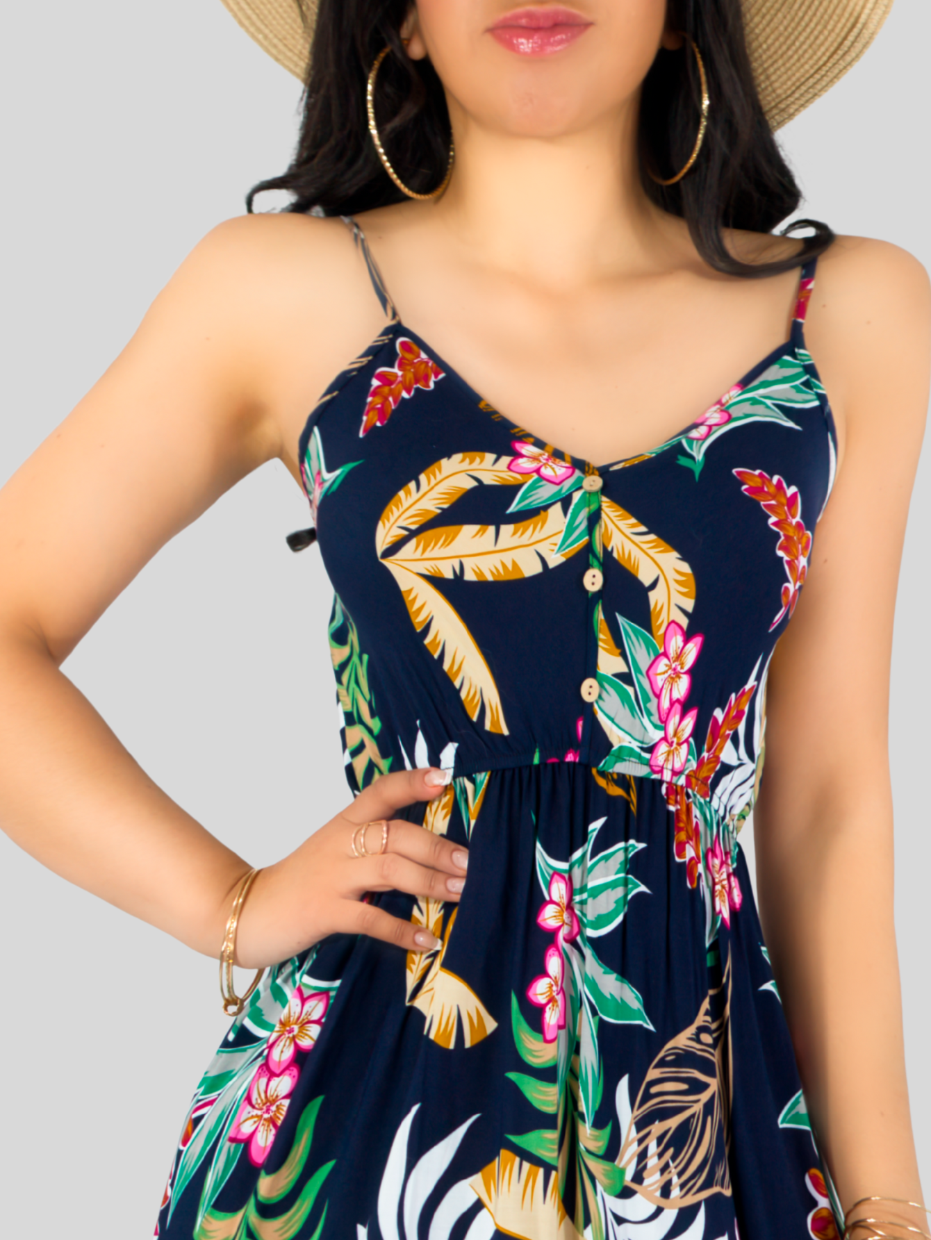 Foto 6 pulgar | Vestido Maxi Casual Mujer Largo Ves-1017 Marino Cómodo De Tirantes