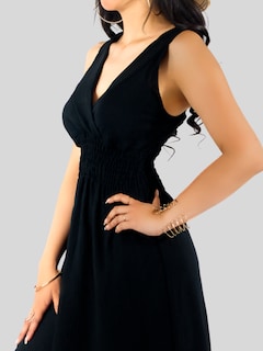 Foto 5 | Vestidos Casuales Mujer Vestido Corto Midi Ves-1025 Negro Outfit Casual