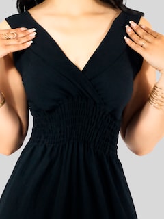 Foto 6 | Vestidos Casuales Mujer Vestido Corto Midi Ves-1025 Negro Outfit Casual