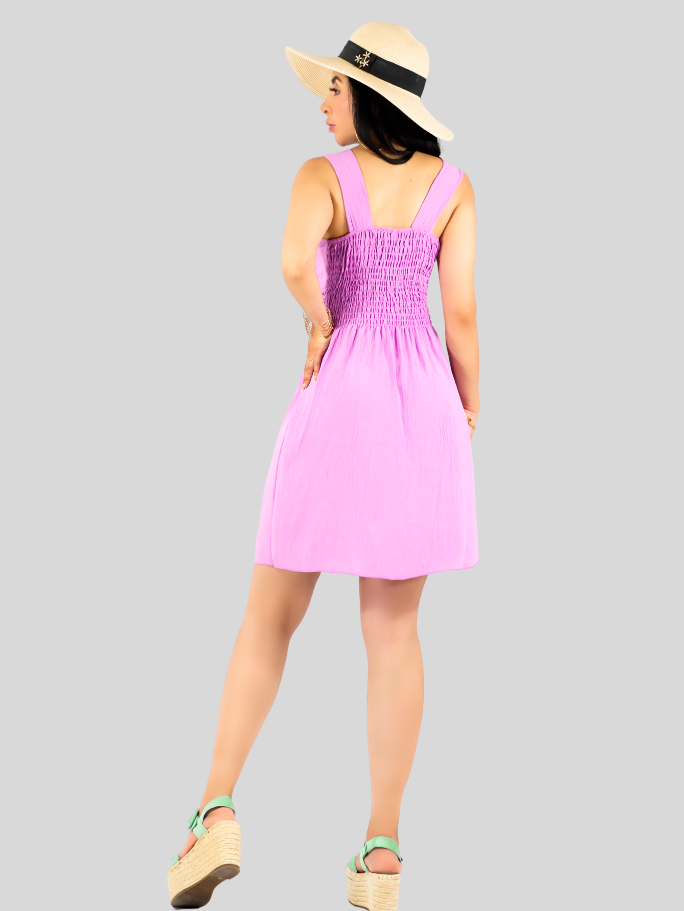Foto 4 pulgar | Vestidos Casuales Mujer Vestido Corto Midi Ves-1025 Lila Outfit Casual