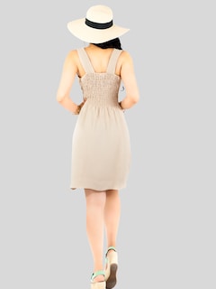 Foto 3 | Vestidos Casuales Mujer Vestido Corto Midi Ves-1025 Beige Outfit Casual