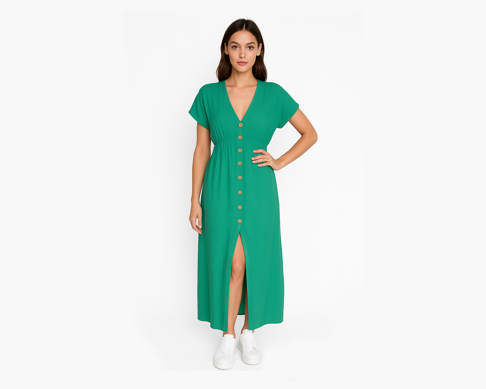 Foto 1 | Vestido Largo Para Mujer Ocean Point Con Botones Y Abertura Delantera