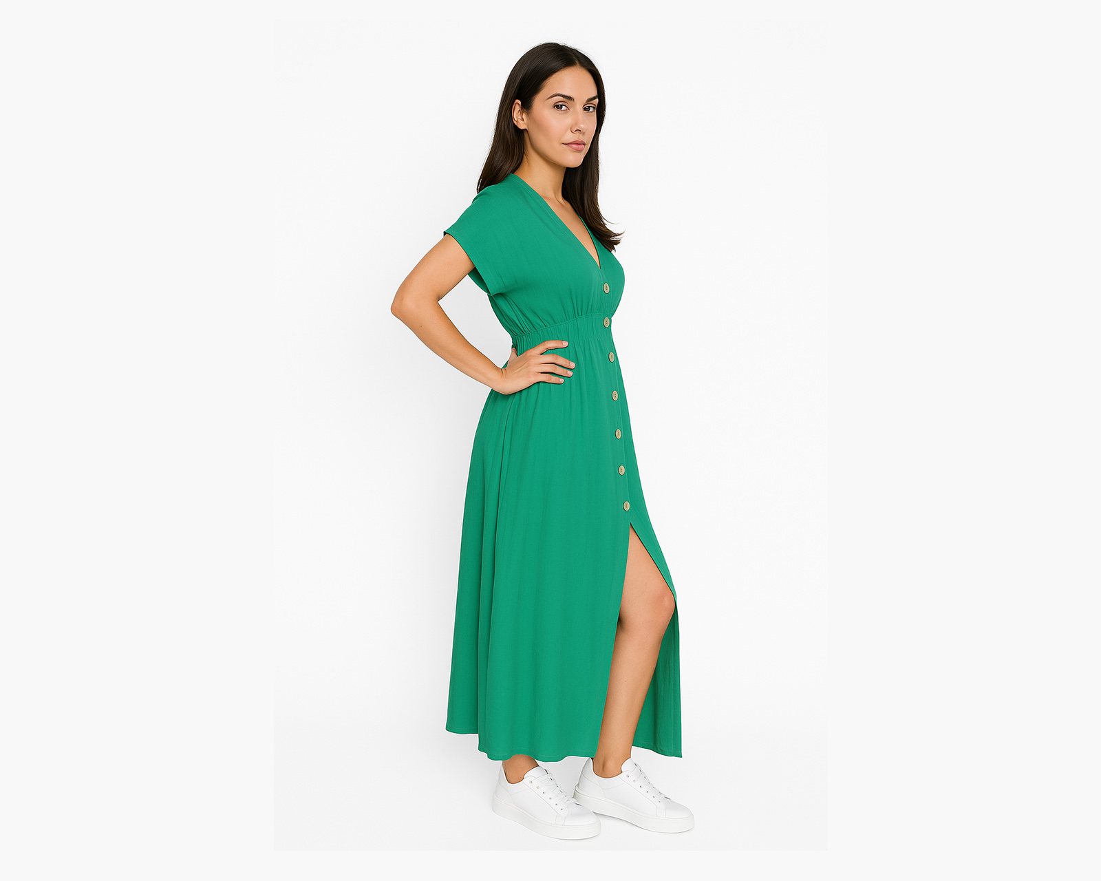Foto 2 | Vestido Largo Para Mujer Ocean Point Con Botones Y Abertura Delantera