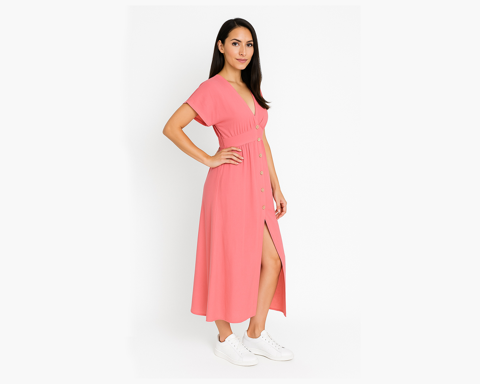 Foto 2 | Vestido Largo Para Mujer Ocean Point Con Botones Y Abertura Delantera