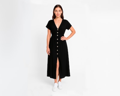 Foto 1 | Vestido Largo Para Mujer Ocean Point Con Botones Y Abertura Delantera