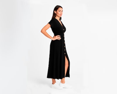 Foto 2 | Vestido Largo Para Mujer Ocean Point Con Botones Y Abertura Delantera