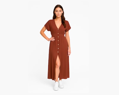 Foto 1 | Vestido Largo Para Mujer Ocean Point Con Botones Y Abertura Delantera