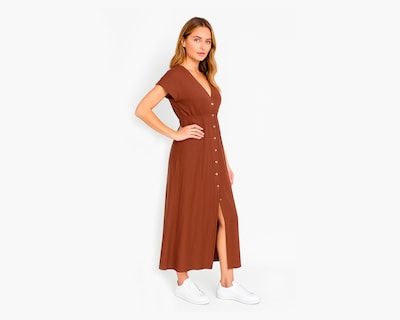 Foto 2 | Vestido Largo Para Mujer Ocean Point Con Botones Y Abertura Delantera