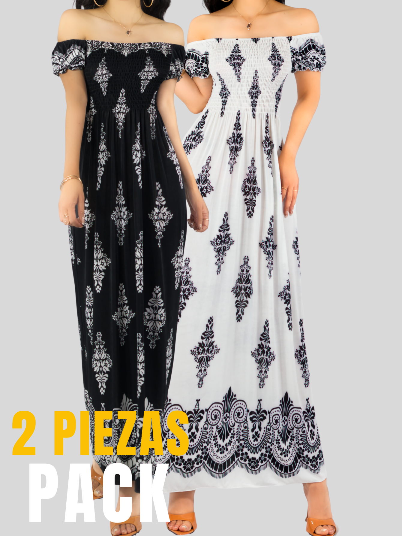 Foto 5 | Set De 2 Vestido Maxi Casual Mujer Largo Cómodo Ves-1024-px2 Variedad De Colores Estilo Boho