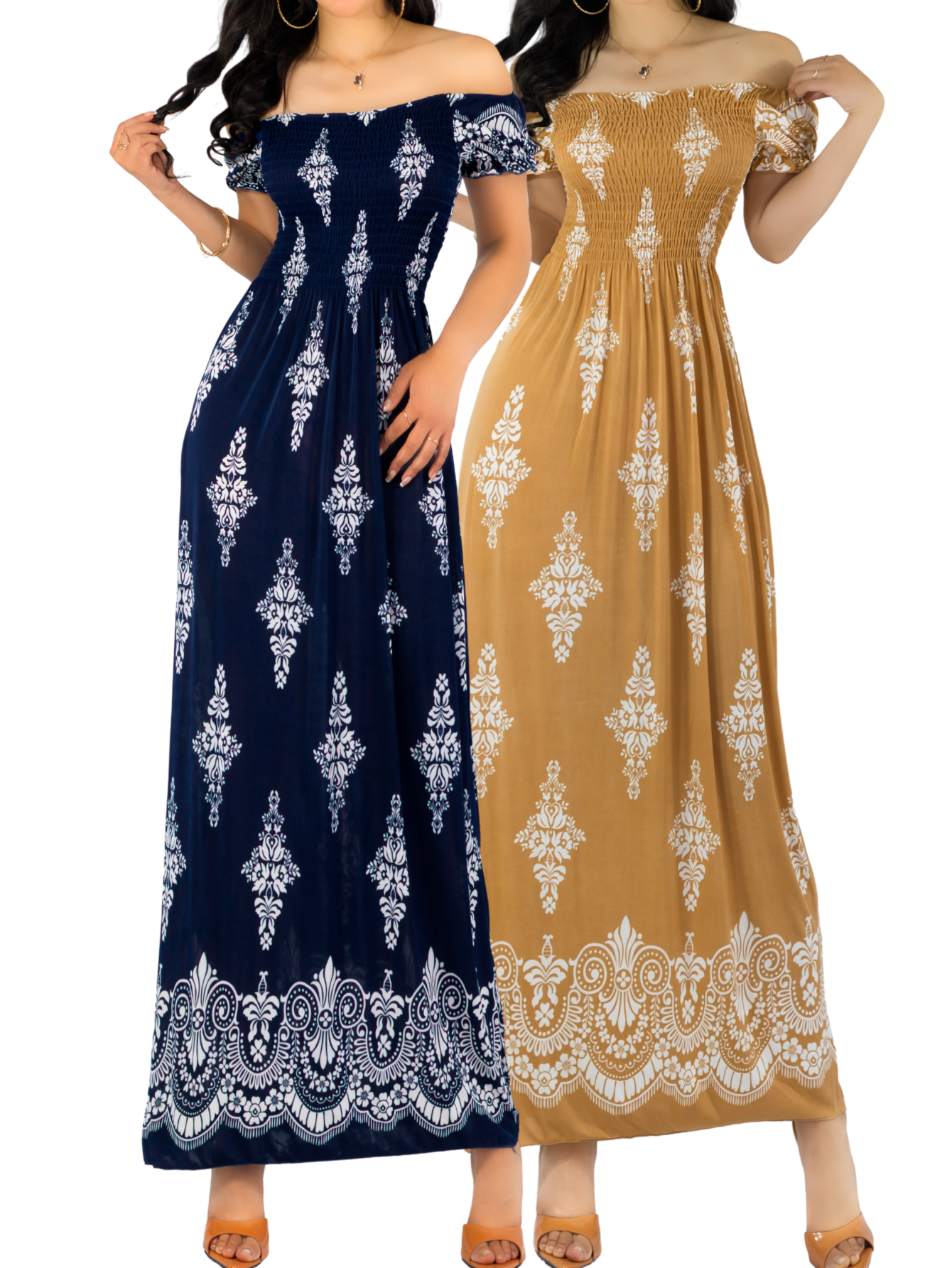 Set De 2 Vestido Maxi Casual Mujer Largo Cómodo Ves-1024-px2 Variedad De Colores Estilo Boho