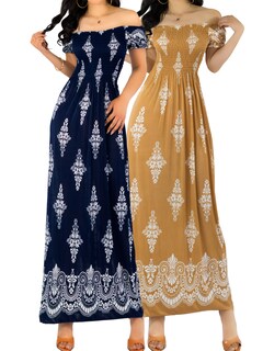Foto 1 | Set De 2 Vestido Maxi Casual Mujer Largo Cómodo Ves-1024-px2 Variedad De Colores Estilo Boho