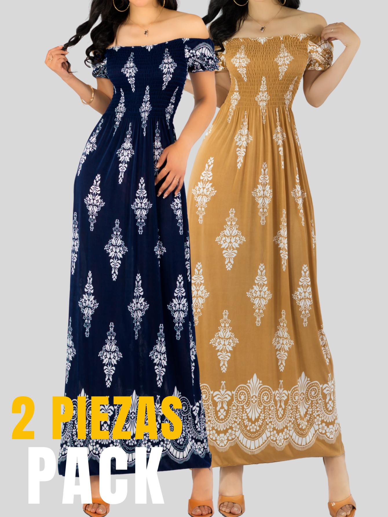 Foto 6 pulgar | Set De 2 Vestido Maxi Casual Mujer Largo Cómodo Ves-1024-px2 Variedad De Colores Estilo Boho
