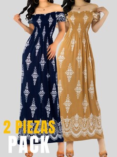 Foto 5 | Set De 2 Vestido Maxi Casual Mujer Largo Cómodo Ves-1024-px2 Variedad De Colores Estilo Boho
