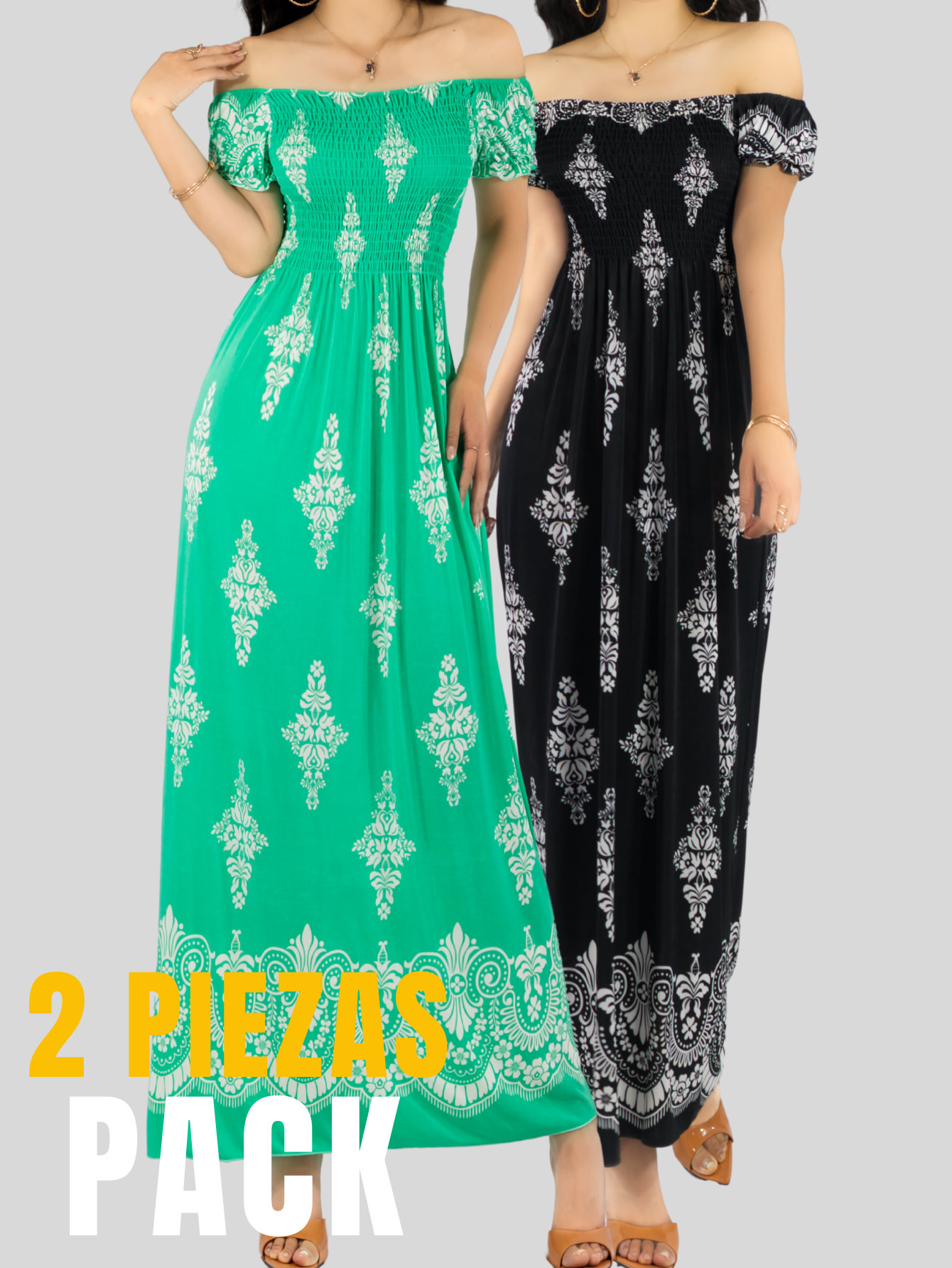 Foto 6 pulgar | Set De 2 Vestido Maxi Casual Mujer Largo Cómodo Ves-1024-px2 Variedad De Colores Estilo Boho