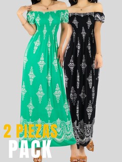 Foto 5 | Set De 2 Vestido Maxi Casual Mujer Largo Cómodo Ves-1024-px2 Variedad De Colores Estilo Boho