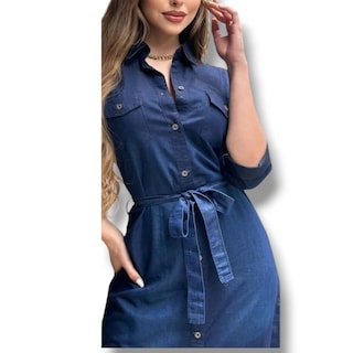 Foto 2 | Vestido De Mezclilla Casual Deni Con Botones Y Cinturon
