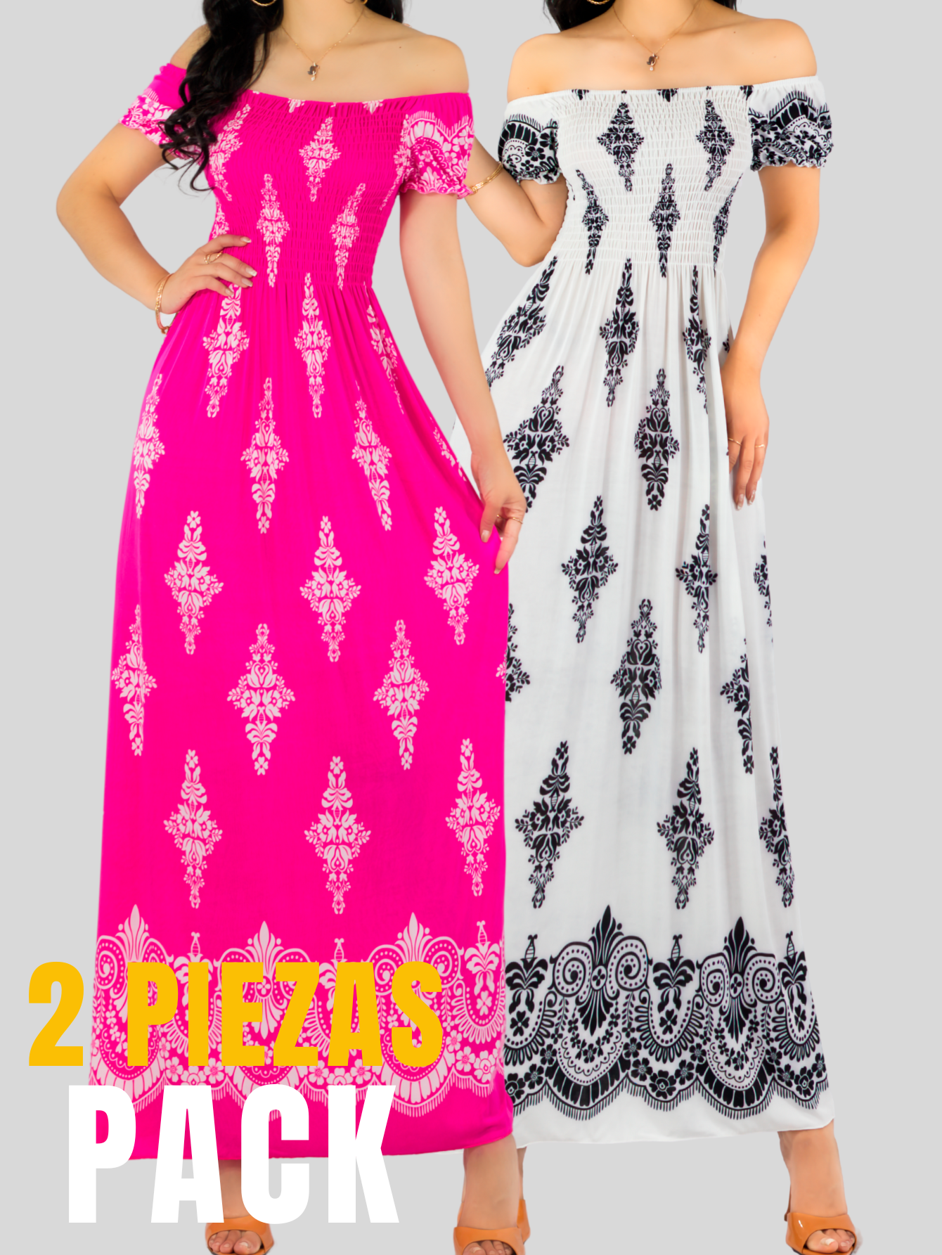 Foto 6 pulgar | Set De 2 Vestido Maxi Casual Mujer Largo Cómodo Ves-1024-px2 Variedad De Colores Estilo Boho