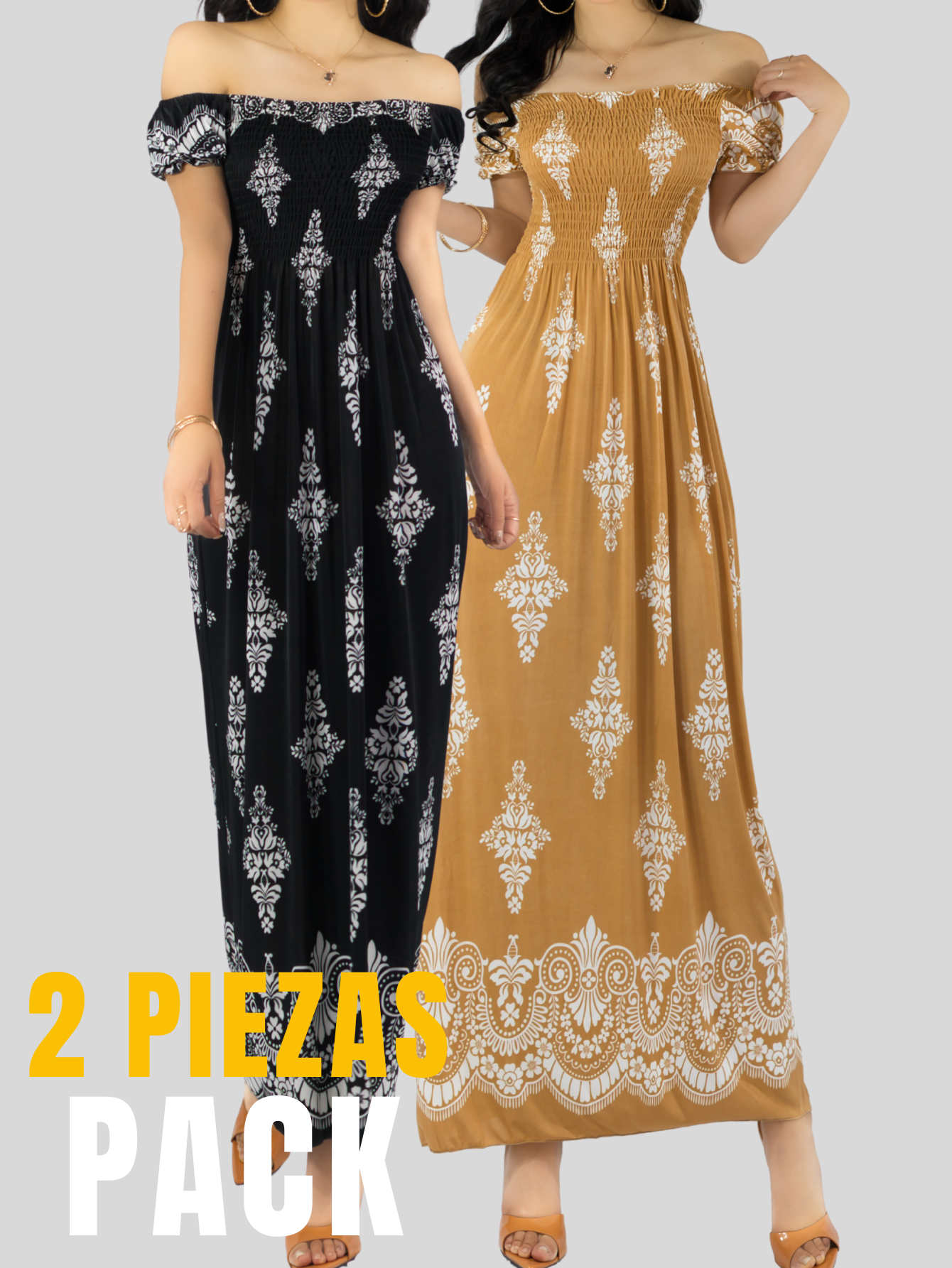 Foto 6 pulgar | Set De 2 Vestido Maxi Casual Mujer Largo Cómodo Ves-1024-px2 Variedad De Colores Estilo Boho