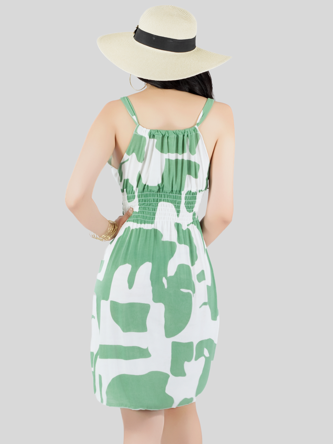Foto 4 pulgar | Vestido Casual Mujer Corto Ves-1019 Verde Estliazado En Cintura Cómodo​