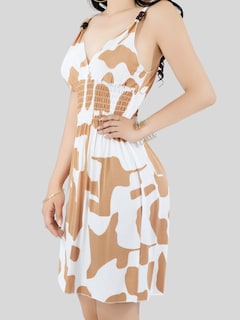 Foto 7 | Vestido Casual Mujer Corto Ves-1019 Café Estliazado En Cintura Cómodo