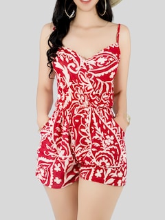 Foto 7 | Enterizo Corto Mujer Jumpsuit Casual Ves-1026 Rojo Primavera Verano