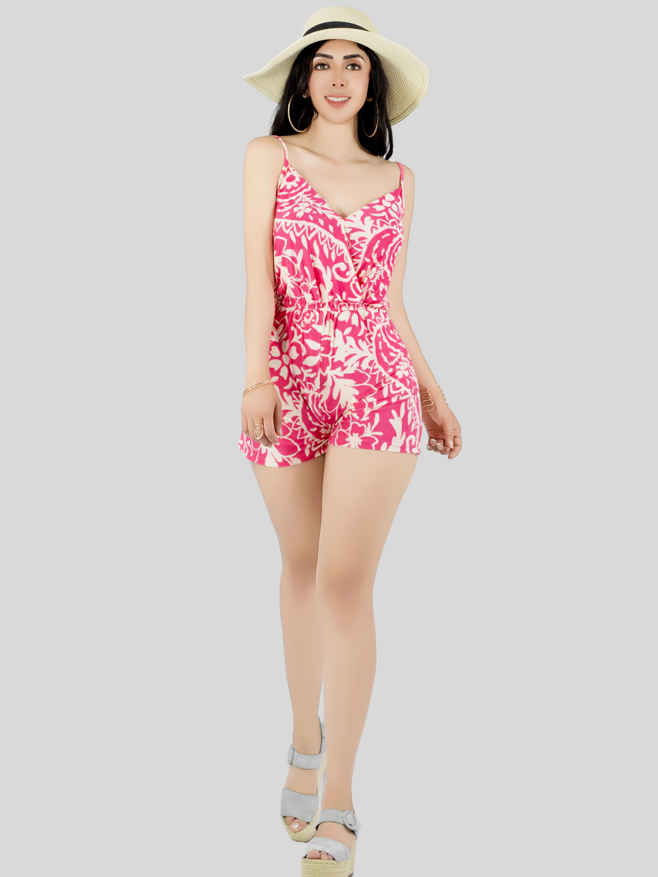 Foto 3 pulgar | Enterizo Corto Mujer Jumpsuit Casual Ves-1026 Fucsia Primavera Verano