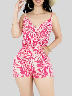 Foto 7 | Enterizo Corto Mujer Jumpsuit Casual Ves-1026 Fucsia Primavera Verano