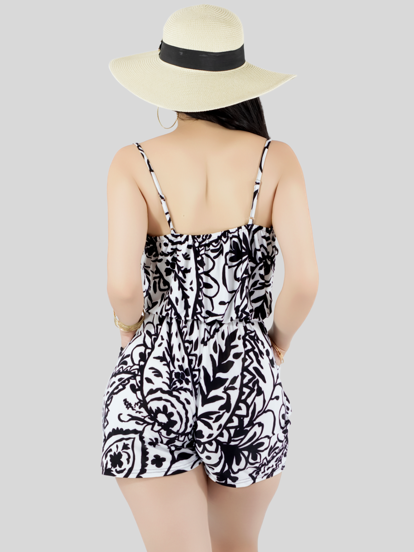 Foto 4 pulgar | Enterizo Corto Mujer Jumpsuit Casual Ves-1026 Negro Primavera Verano