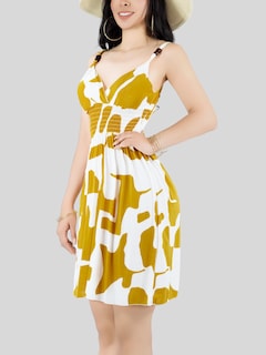 Foto 4 | Vestido Casual Mujer Corto Ves-1019 Mostaza Estliazado En Cintura Cómodo