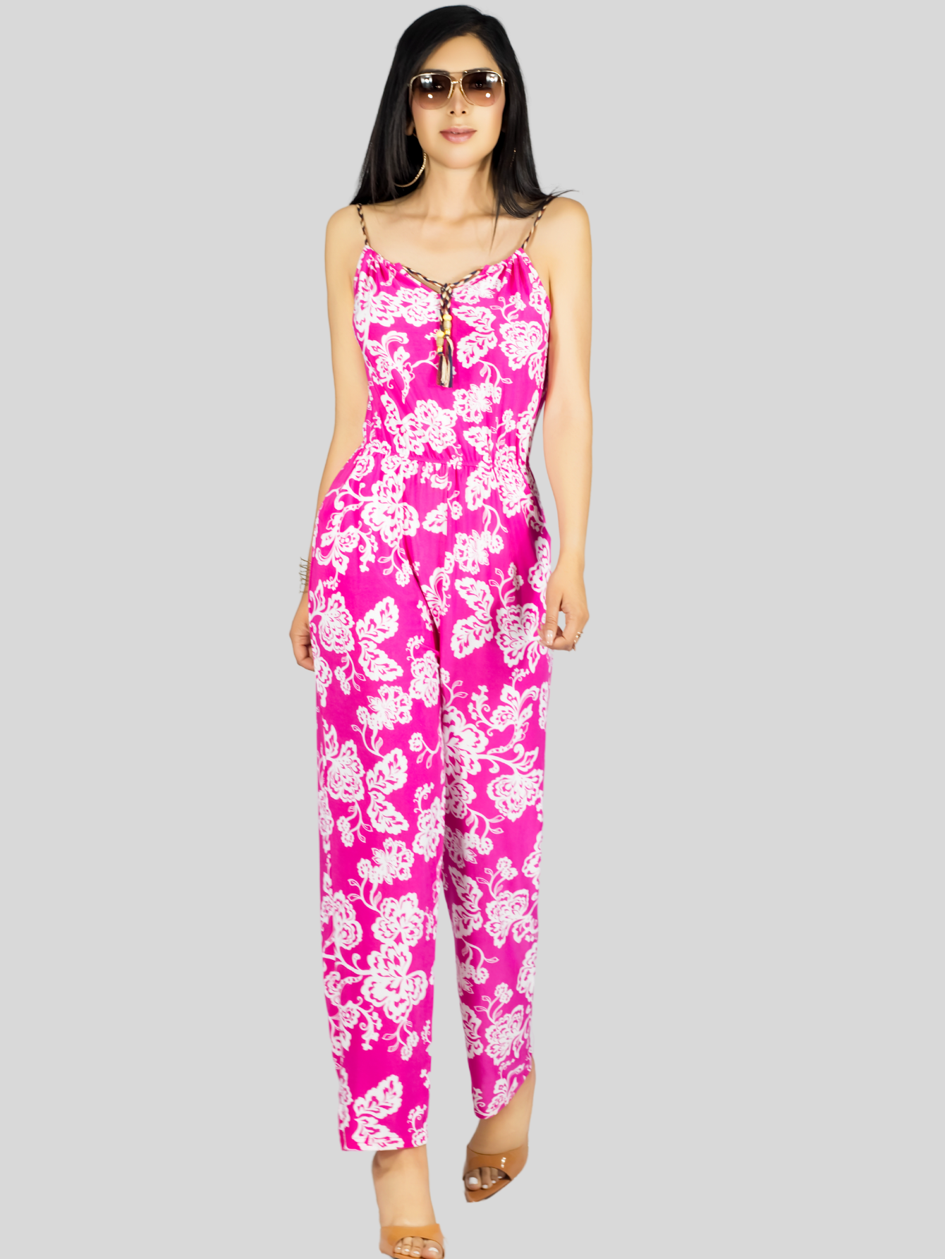 Foto 3 pulgar | Enterizo Largo Mujer Palazzo Casual Ves-1026 Fucsia Jumpsuit Juvenil Jumper