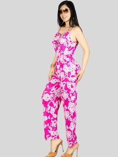 Foto 4 | Enterizo Largo Mujer Palazzo Casual Ves-1026 Fucsia Jumpsuit Juvenil Jumper