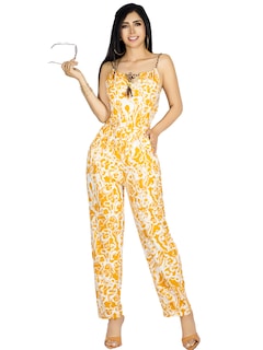 Foto 1 | Enterizo Largo Mujer Palazzo Casual Ves-1026 Mostaza Jumpsuit Juvenil Jumper