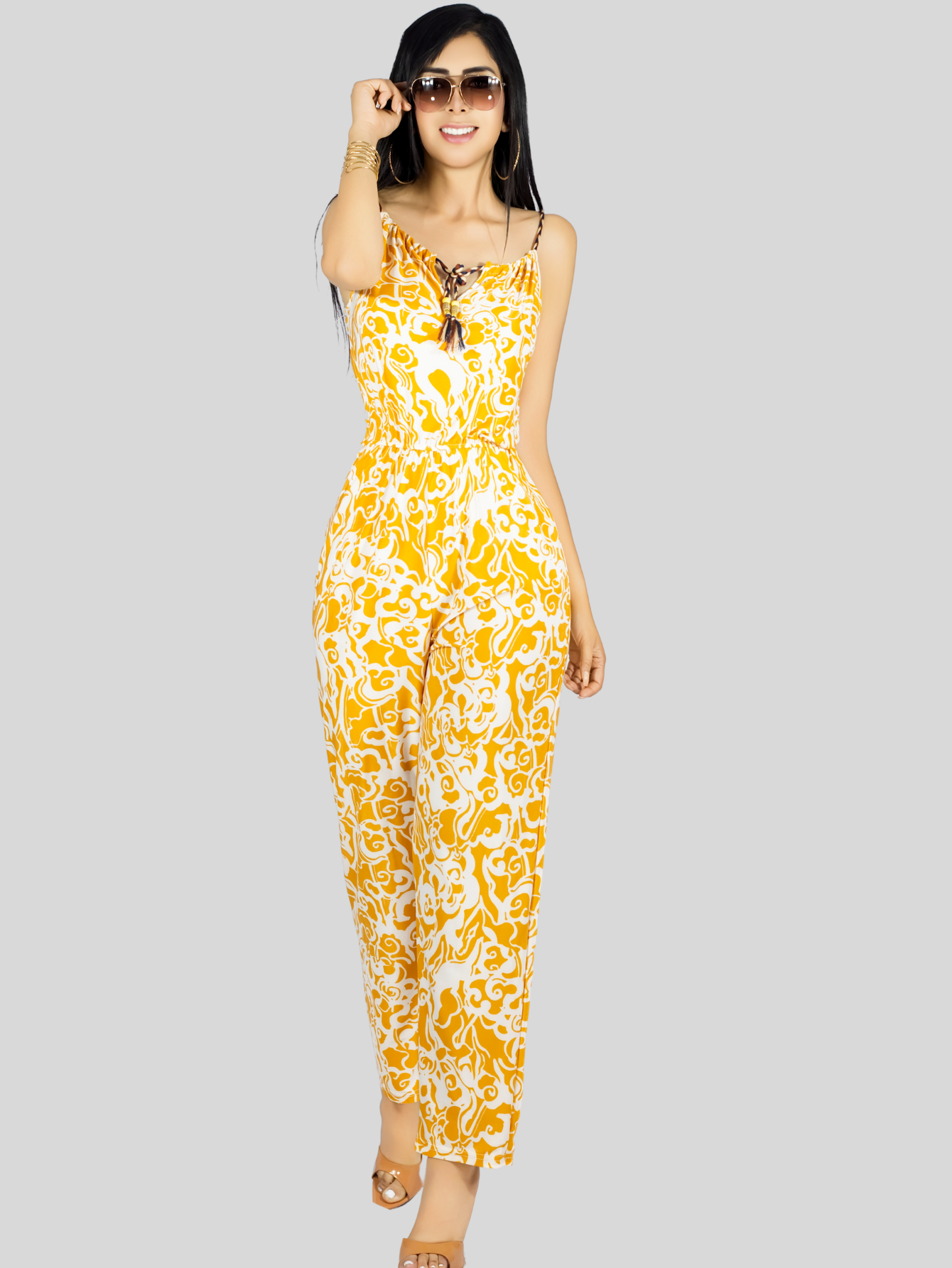 Foto 3 pulgar | Enterizo Largo Mujer Palazzo Casual Ves-1026 Mostaza Jumpsuit Juvenil Jumper