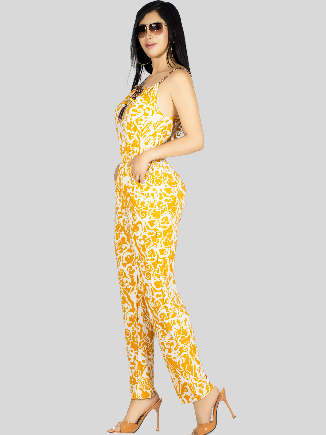 Foto 5 pulgar | Enterizo Largo Mujer Palazzo Casual Ves-1026 Mostaza Jumpsuit Juvenil Jumper