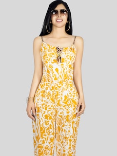 Foto 5 | Enterizo Largo Mujer Palazzo Casual Ves-1026 Mostaza Jumpsuit Juvenil Jumper