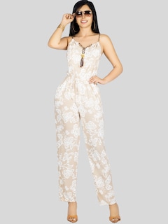 Foto 2 | Enterizo Largo Mujer Palazzo Casual Ves-1026 Café Claro Jumpsuit Juvenil Jumper