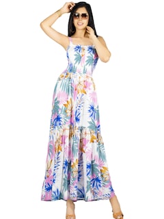 Foto 1 | Vestido Maxi Casual Mujer Ves-1016 Blanco Largo Cómodo De Tirantes