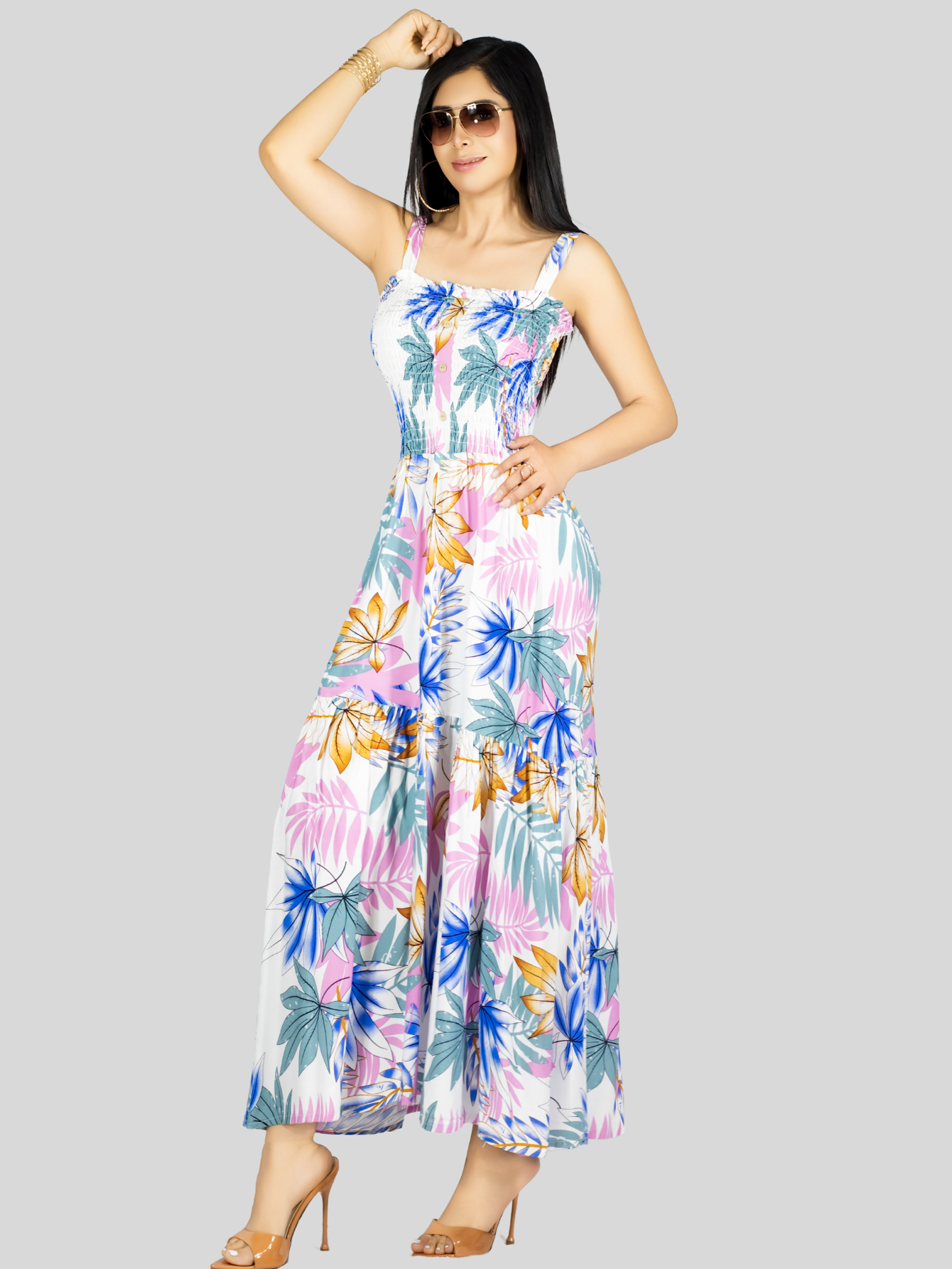 Foto 3 pulgar | Vestido Maxi Casual Mujer Ves-1016 Blanco Largo Cómodo De Tirantes