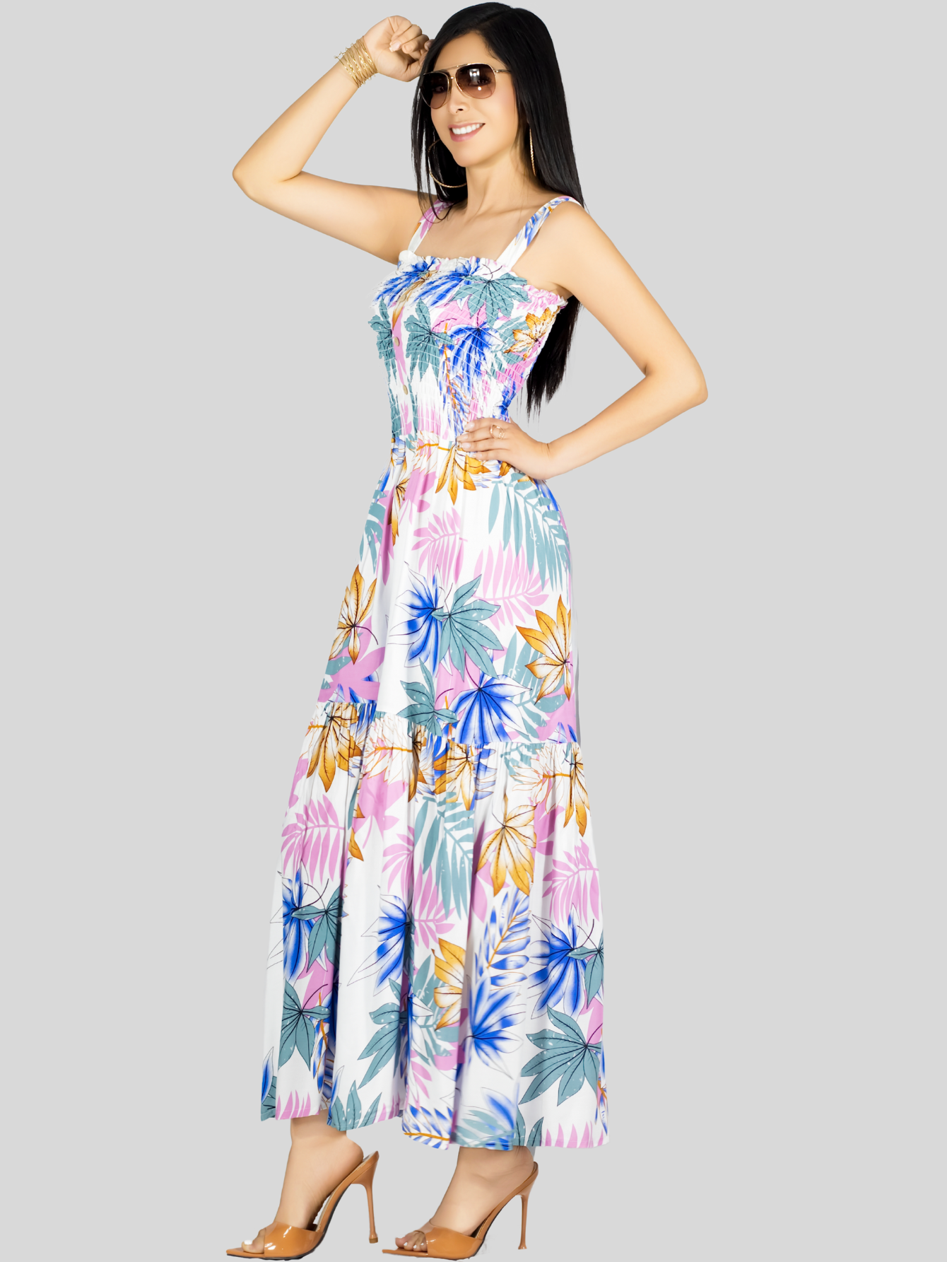 Foto 5 pulgar | Vestido Maxi Casual Mujer Ves-1016 Blanco Largo Cómodo De Tirantes