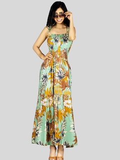 Foto 2 | Vestido Maxi Casual Mujer Ves-1016 Verde Claro Largo Cómodo De Tirantes