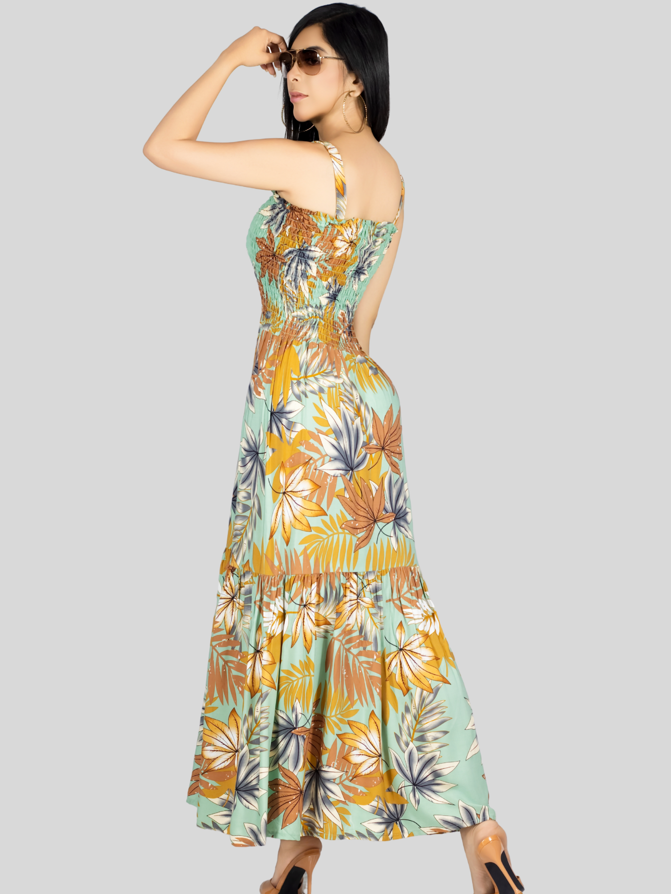 Foto 4 pulgar | Vestido Maxi Casual Mujer Ves-1016 Verde Claro Largo Cómodo De Tirantes