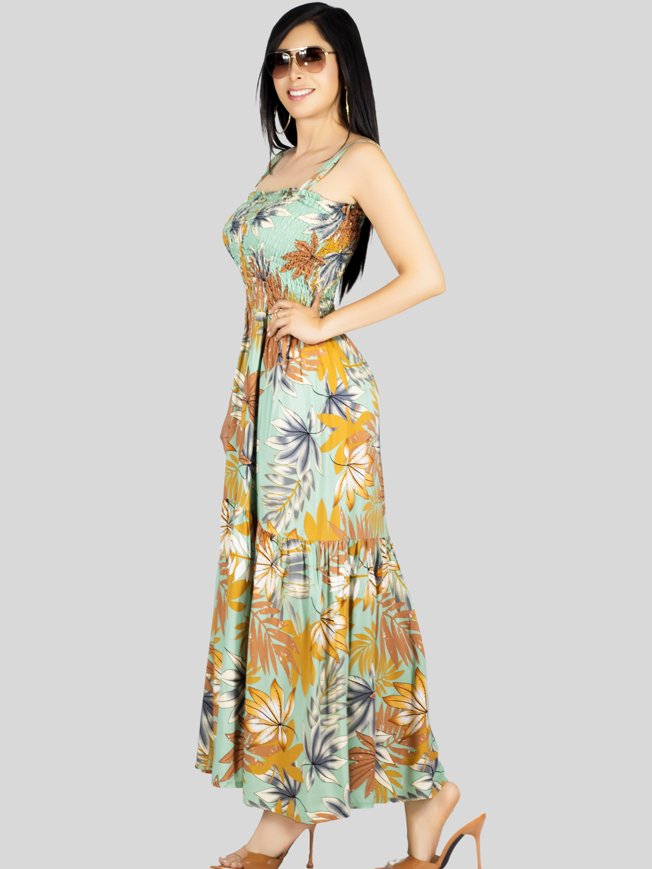 Foto 5 pulgar | Vestido Maxi Casual Mujer Ves-1016 Verde Claro Largo Cómodo De Tirantes
