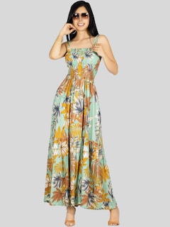 Foto 7 | Vestido Maxi Casual Mujer Ves-1016 Verde Claro Largo Cómodo De Tirantes